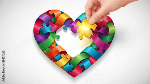 Colorful Puzzle Heart with Missing Piece