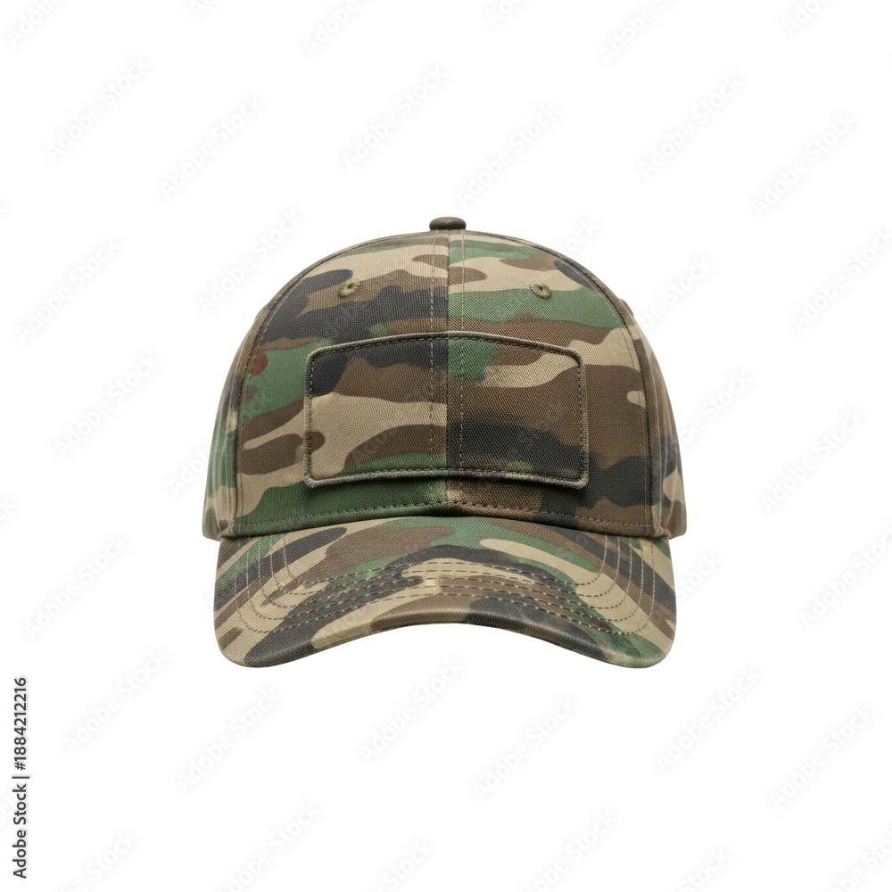 Fototapeta premium Camouflage ball cap with patch