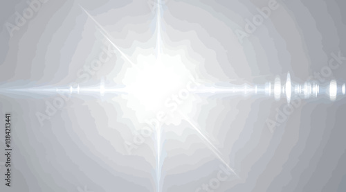 Bright white lens flare light burst vector background with glowing rays and optical glare effect, abstract illumination overlay for technology, cinematic visuals, energy concepts, banners, presentatio