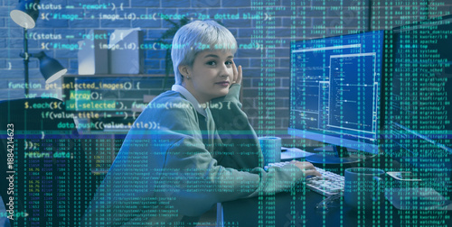 Female programmer working i...