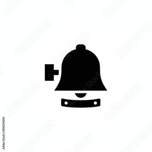 Simple Black Notification Bell Icon with Mount Bracket