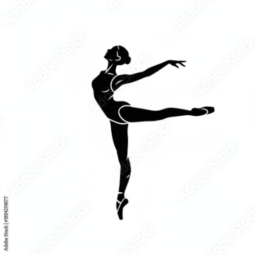 Ballerina Silhouette in Arabesque Pose on Pointe Shoes