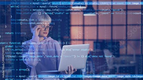 Female programmer working w...