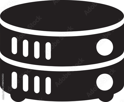 Black Server Icon with White Accents on White Background