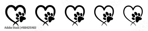 Animal Love Icon, Paw Print with Heart Symbol for Pet and Friendship Design