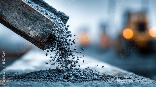 Low carbon cement pouring from chute onto pile sustainable construction materials eco friendly building solutions