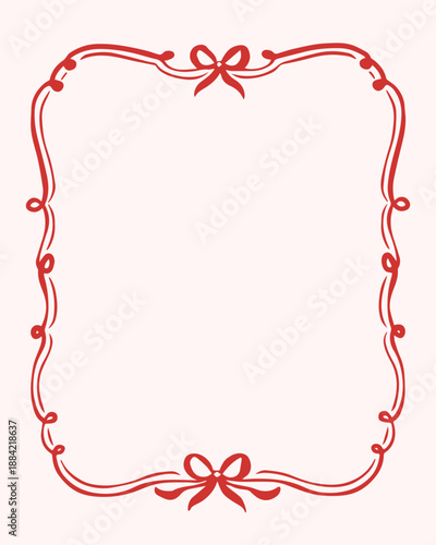 Pink and red ribbon bow frame for valentines day coquette aesthetic