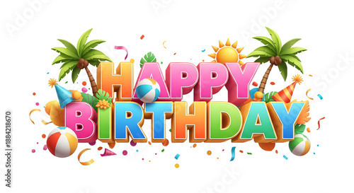 Happy birthday wishes isolated on transparent background