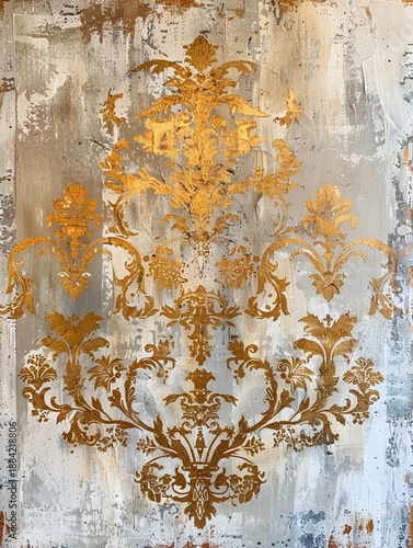 Abstract luxury background in rich golden and white tones with elegant Baroque-inspired ornamental pattern. Sophisticated decorative texture for wallpaper, invitations and premium design projects