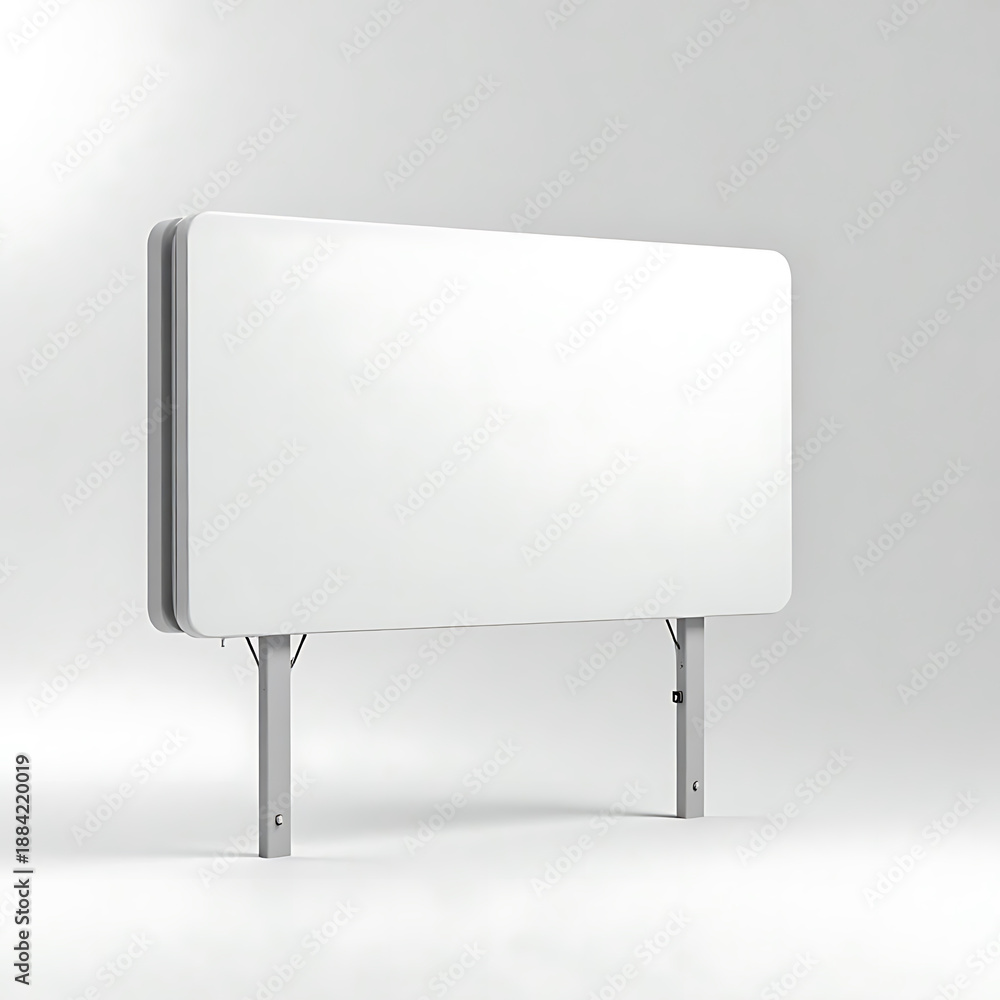 Obraz premium Modern Freestanding White Display Board with Metal Support Legs
