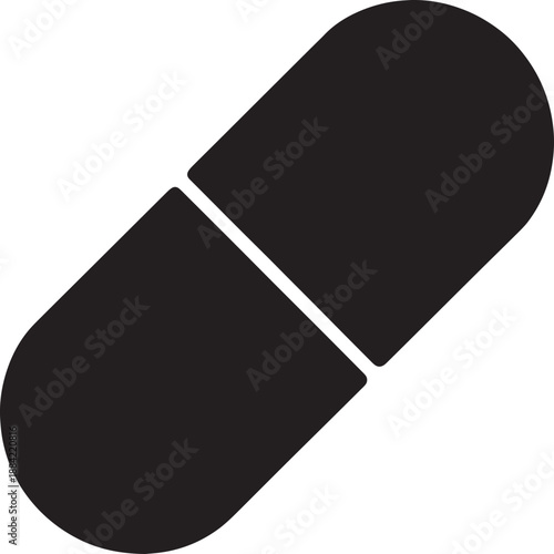 Black Pill Isolated on White Background