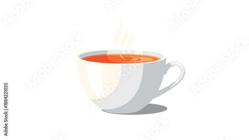 Steaming cup of herbal tea or hot coffee in a white ceramic mug isolated on a plain white background for design.