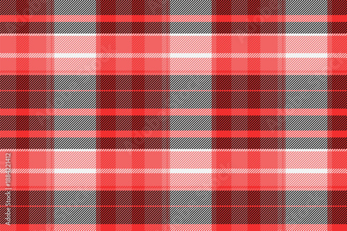 Day vector seamless textile, 50s fabric pattern tartan. Shirt background plaid check texture in red and black colors.