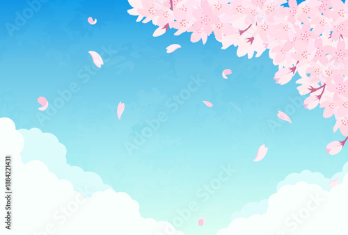 桜と青空のイラスト_横2