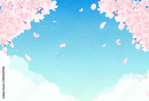 桜と青空のイラスト_横1