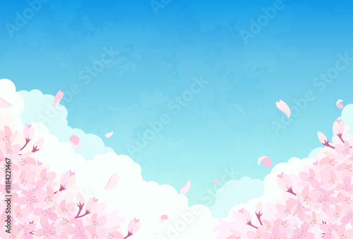 桜と青空のイラスト_横3