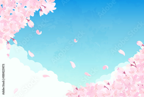 桜と青空のイラスト_横4