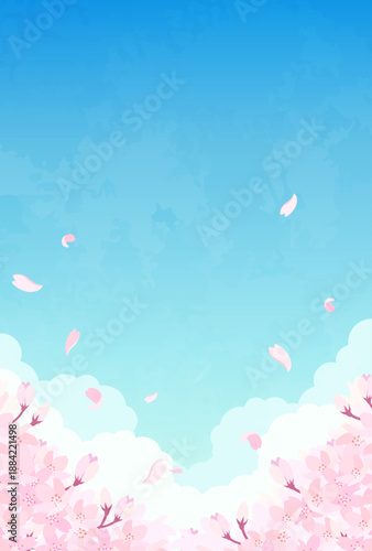 桜と青空のイラスト_縦3