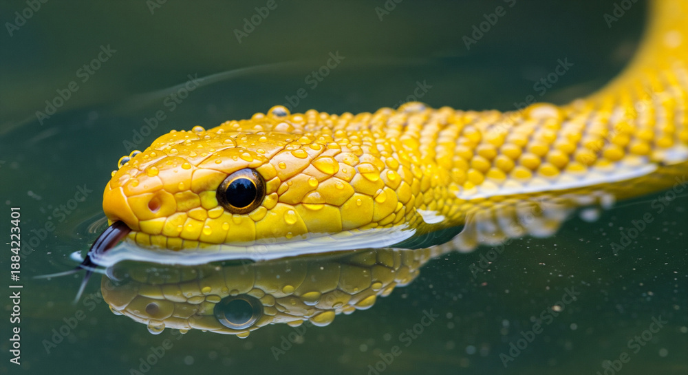 Fototapeta premium Yellow snake in the water