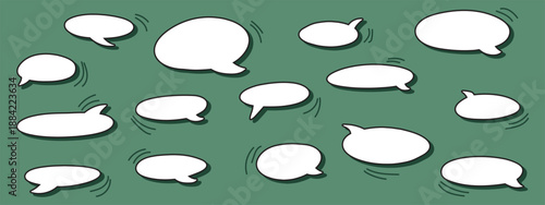 Seamless Hand Drawn Speech Bubble Pattern Vector on Jade Green Background for Social Media, Communication and Comic Design