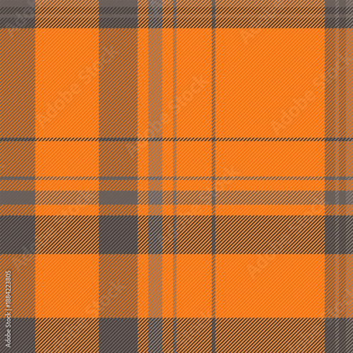 Mat seamless texture textile, covering tartan plaid background. Rustic vector check pattern fabric in bright and orange colors.