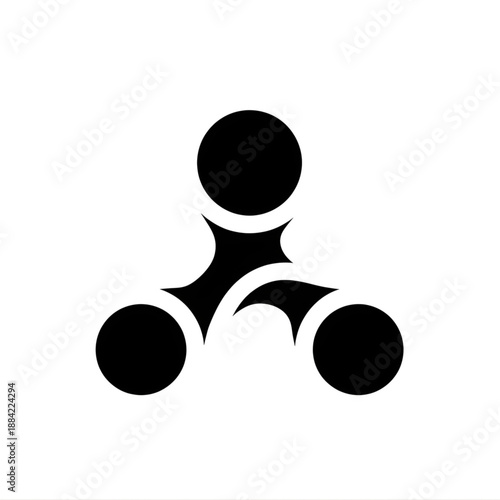 Abstract circular shape with three connecting points, representing a symbolic representation of connection and movement