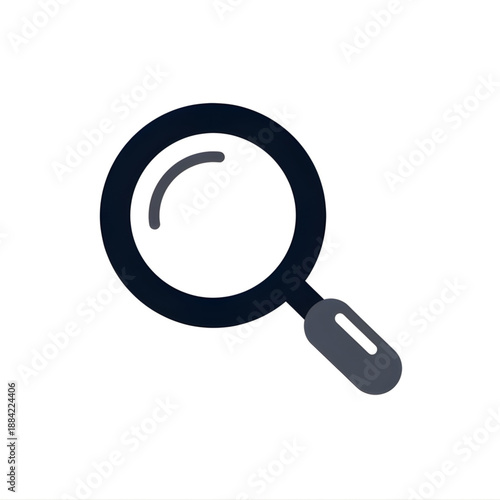 A close-up view of a magnifying glass icon, highlighting its handle and lens, symbolizing search and discovery