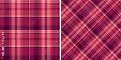 Check textile pattern of tartan seamless vector with a plaid background texture fabric. Set in dark colors for room decor ideas.
