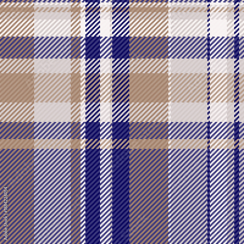 Customizable pattern seamless tartan, furniture check fabric background. Royalty textile plaid texture vector in white and indigo colors.