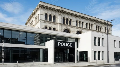 Modern Police Station Building with Classical Facade