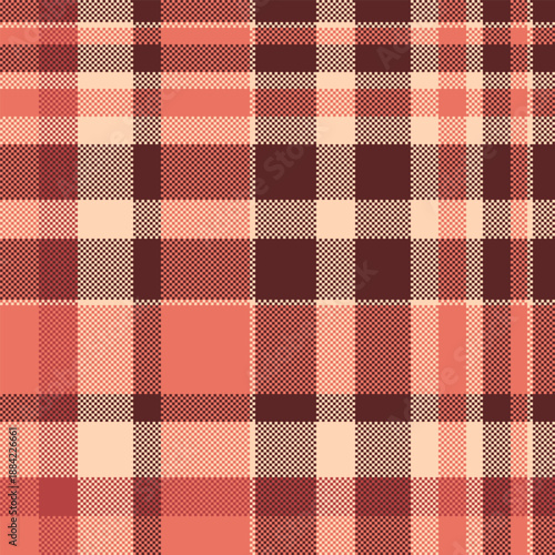Collage seamless texture tartan, drapery background plaid pattern. Graphic fabric vector textile check in red and peach puff colors.