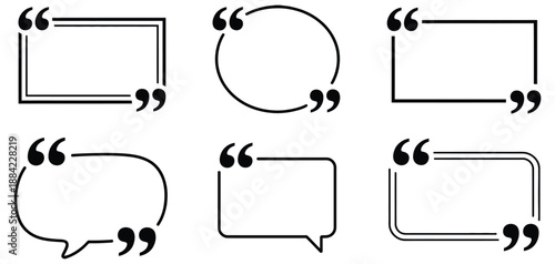 collection of various black outline quote box frames on transparent background, a premium ranked illustration collection showcasing minimalist text frames, speech boxes, and versatile design elements 