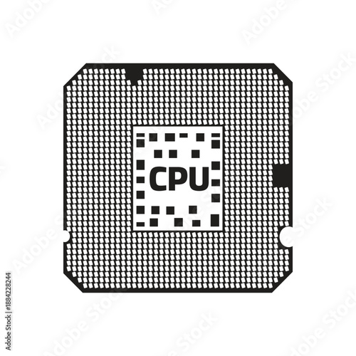 Microprocessor Chipset and Central Processing Unit Icon Set. Electronic Circuitry Hardware Vector for Data Center and AI Computing