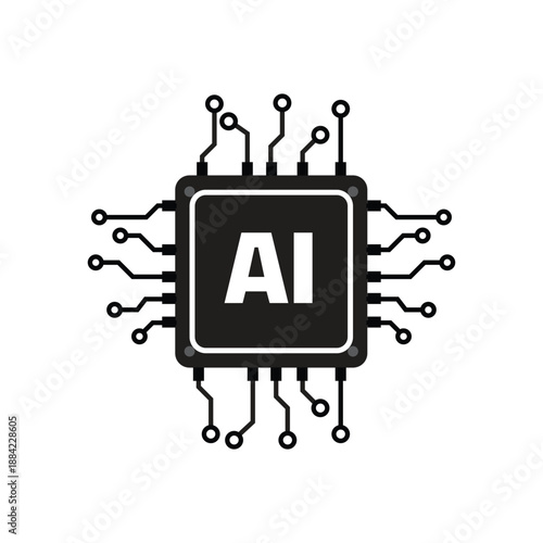 AI Processor and NPU Neural Microchip Icon Set. Artificial Intelligence Hardware Vector for Generative AI and Modern Tech UI Design