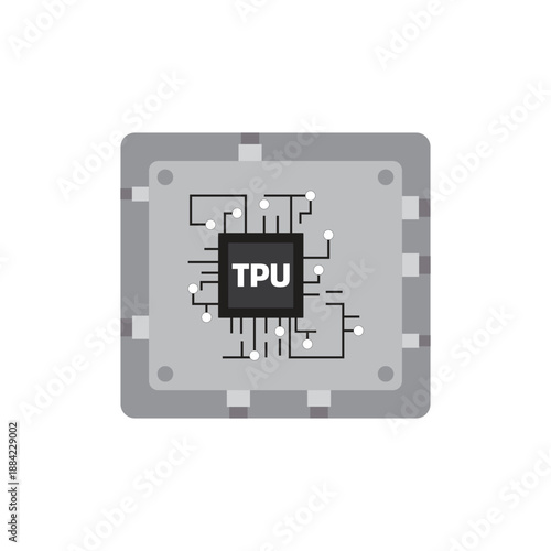 AI TPU Tensor Processing Unit Chip Icon Set. Artificial Intelligence Microchip and Circuitry Vector for Machine Learning Tech UI.