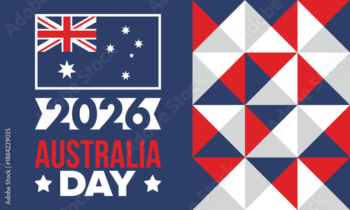 Australia Day. National happy holiday, celebrated annual in January 26. Australian patriotic elements.  Kangaroo silhouette. Poster, card, banner and background. Vector illustration