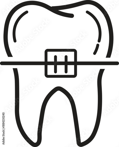 Tooth with dental brace icon