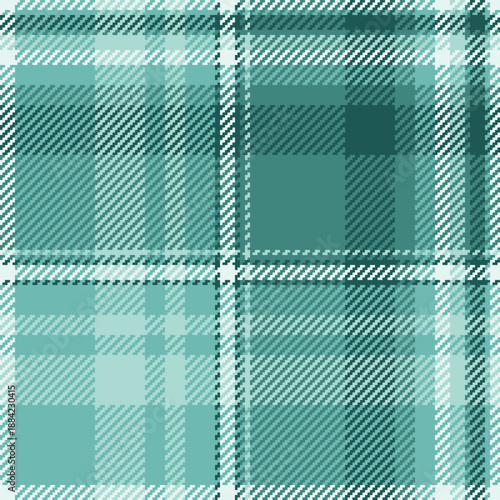 Straight seamless vector tartan, tile plaid textile check. Thin background fabric texture pattern in teal and light colors.