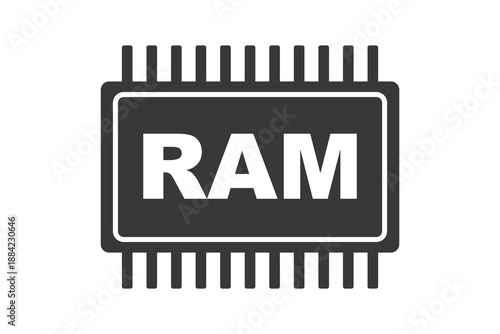 Computer RAM memory icon set, random access memory chip vector illustration outline style ui design.