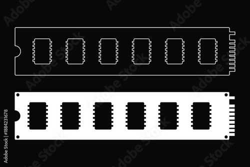 Computer SSD storage icon set, solid state drive data memory vector illustration for digital hardware technology.