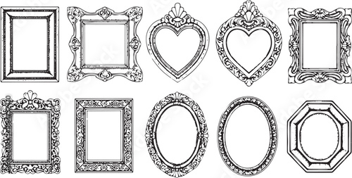 Collection of Ornate Vintage Picture Frames and Borders.