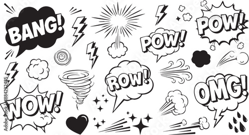 Comic Book Sound Effects and Visual Elements Collection.
