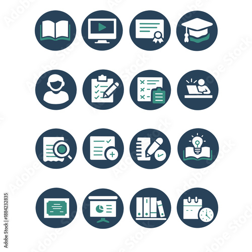 Modern Blue Education Icon Set