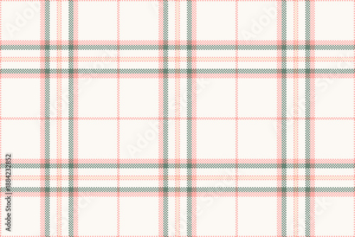 Beautiful seamless textile background, duvet texture tartan pattern. Simplicity check plaid vector fabric in sea shell and red colors.