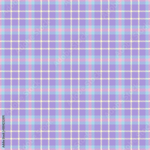 Abstract fabric tartan pattern, pixel plaid check texture. Christmas card background textile vector seamless in indigo and light blue colors.