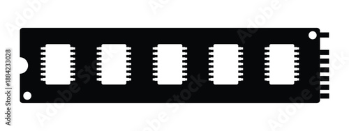 Computer SSD storage icon set, solid state drive data memory vector illustration for digital hardware technology.