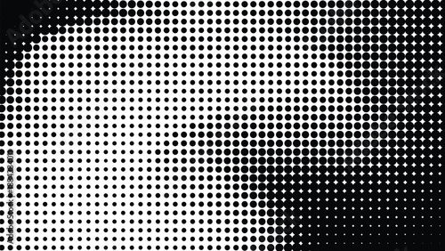 Halftone dots pattern with gradient transition from black to white