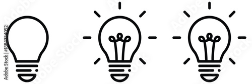 creative lightbulb line icon set, symbol for light idea development, transparent background, a top ranked vector collection perfect for innovation, brainstorming, creative concepts, and modern 