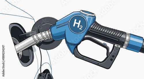 Hydrogen Fuel Pump Nozzle Illustration Showing Alternative Energy Source for Vehicles