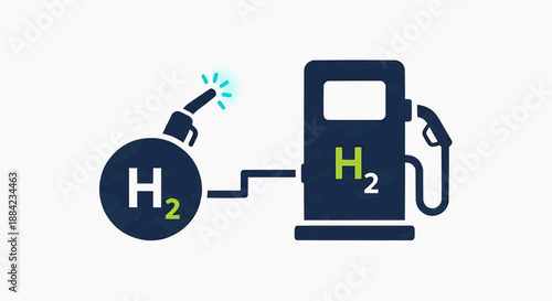 Hydrogen Fueling Station Illustration Showing Refueling Process with Hydrogen Gas
